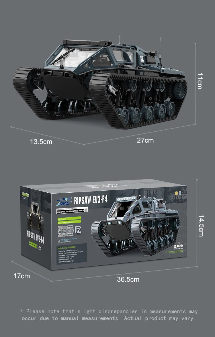 JJRC C8812 6CH RC Tank Tracked Car 2.4G 4WD Drift Off-Road Vehicle w/ LED Lights