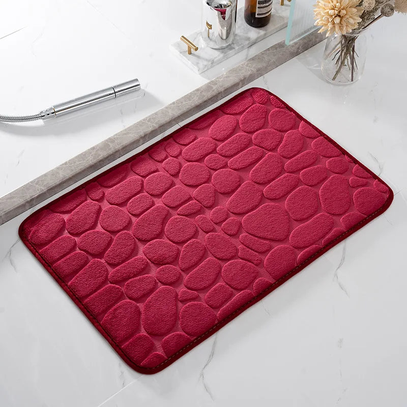Cobblestone Memory Foam Bath Mat - Non-Slip Super Soft Bathroom Rug 40x60cm