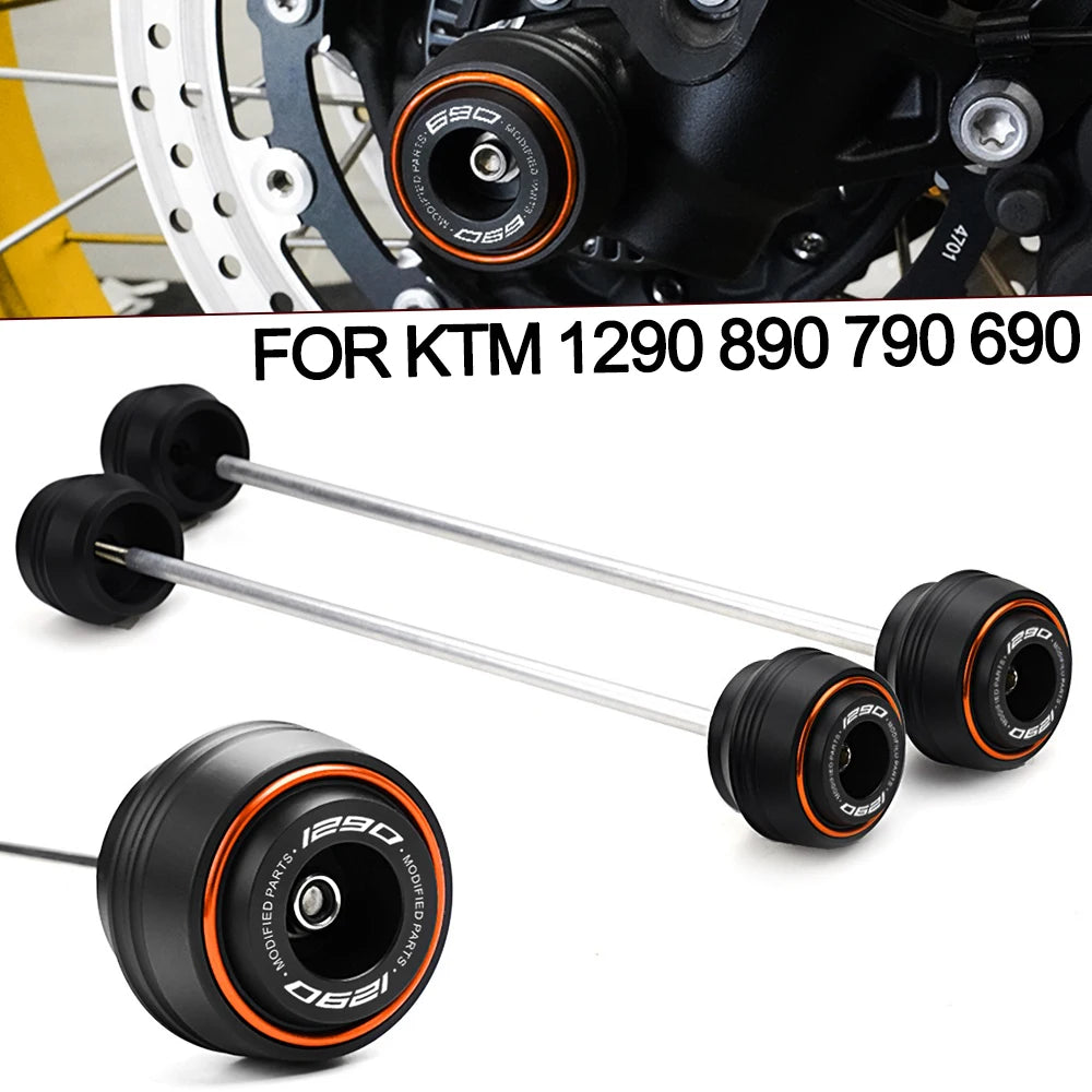 KTM 690 790 890 1290 Duke ADV F&R Axle Sliders Protectors 2017–2025