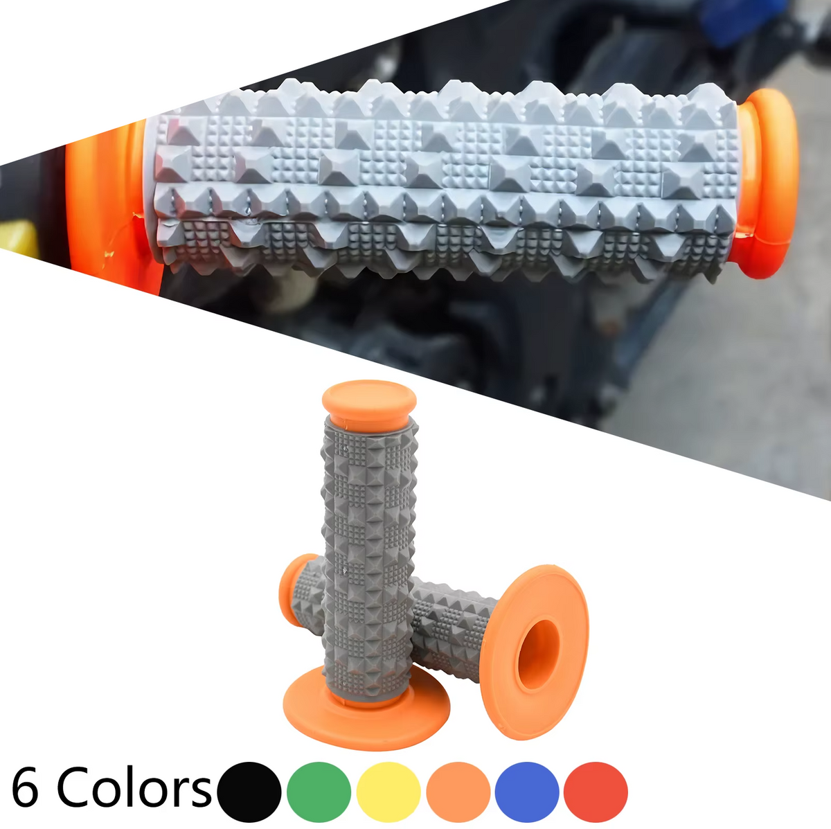 Motorcycle 22mm 7/8" Rubber Handlebar Grips MX Dirt Bike ATV Universal