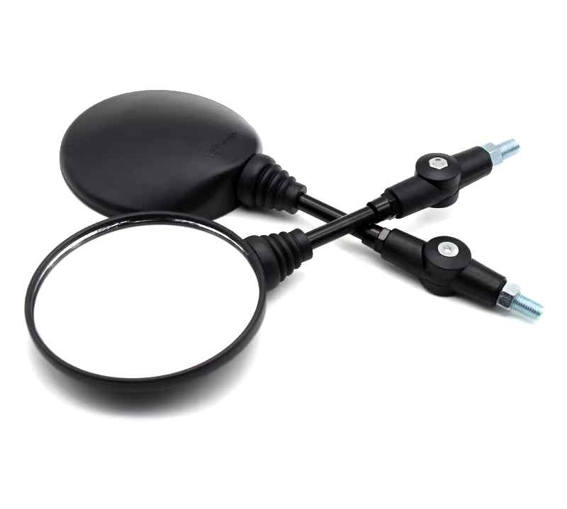 2pcs Foldable Round 10MM Motorcycle Rearview Mirrors - Universal Fit Black