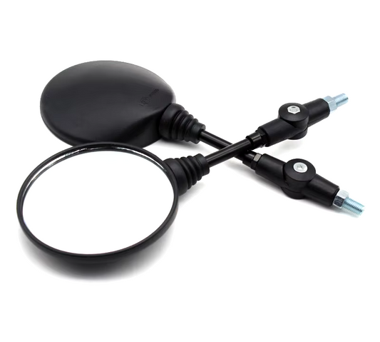 2pcs Foldable Round 10MM Motorcycle Rearview Mirrors - Universal Fit Black